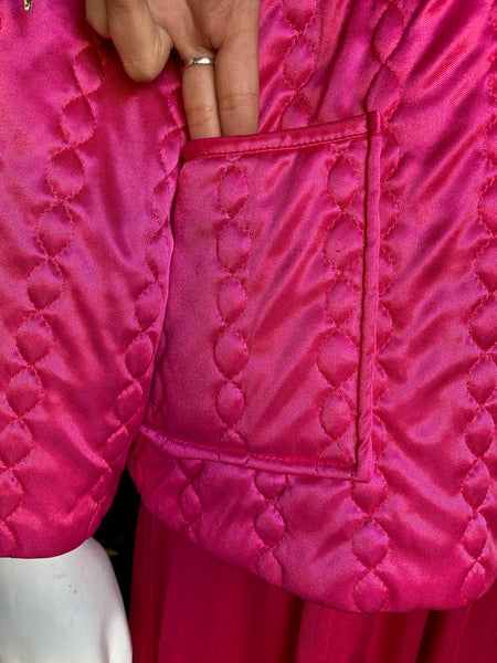Vintage Hot Pink Quilted Bed Jacket