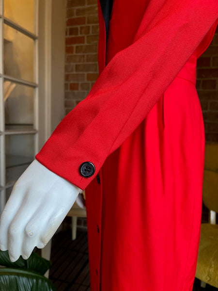 1980s Christian Dior Red and Black Dress