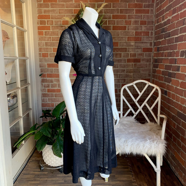 1940s Black Mesh Dress