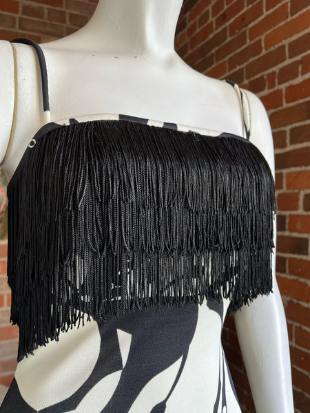 1970s Alfred Werber Fringe Giraffe Dress
