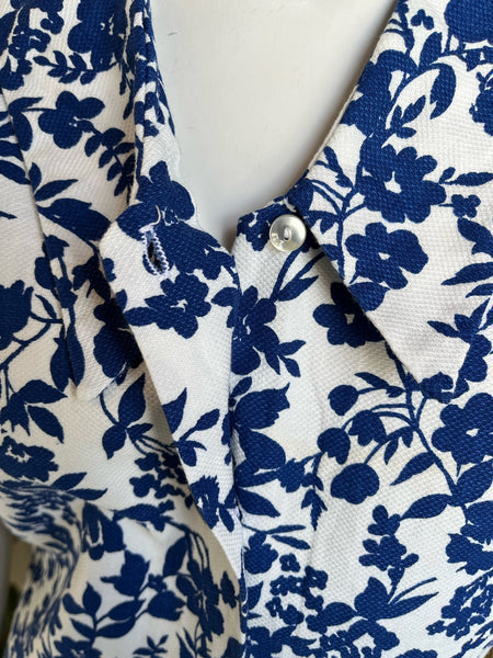 1960s Pique Cotton Floral Top