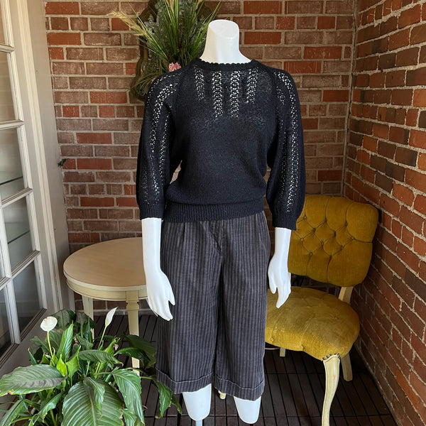 1970s Black Dolman Sleeve Sheer Sweater