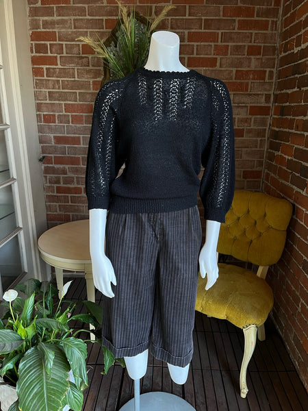 1970s Black Dolman Sleeve Sheer Sweater