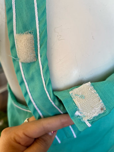 1970s Turquoise Bird Patch Pinafore
