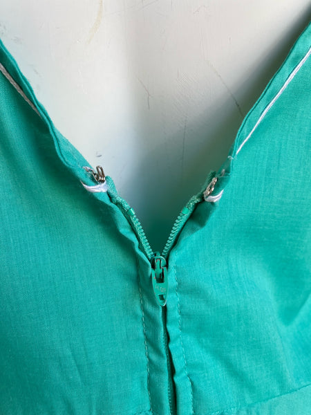 1970s Turquoise Bird Patch Pinafore