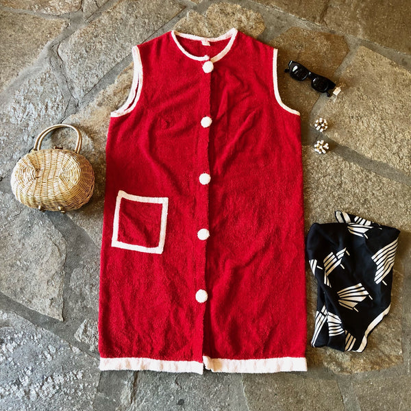 1960s Terrycloth Bathing Suit Cover Shift Dress