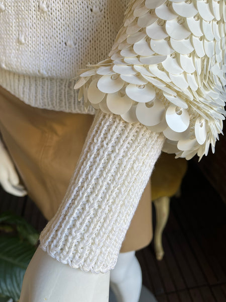 1980s White Paillette Sweater