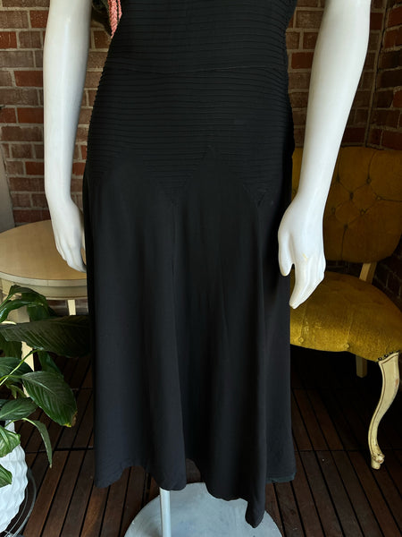 1930s Black Crepe Dress