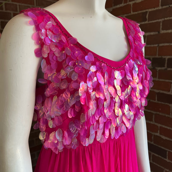 1960s Elinor Gay Pink Paillette Dress