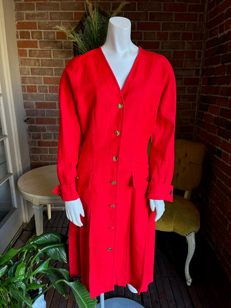 1980s Miss O by Oscar de la Renta Red Dress