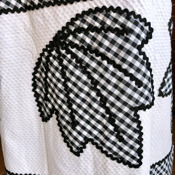 1960s Pique Cotton Gingham and Rick Rack Maxi Dress