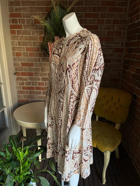 1970s Paisley Gold Lurex Lamé Dress
