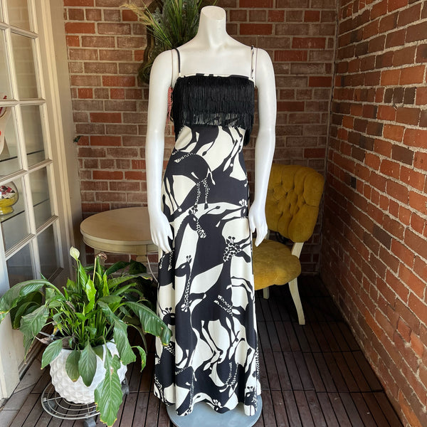 1970s Alfred Werber Fringe Giraffe Dress