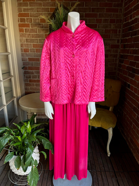Vintage Hot Pink Quilted Bed Jacket