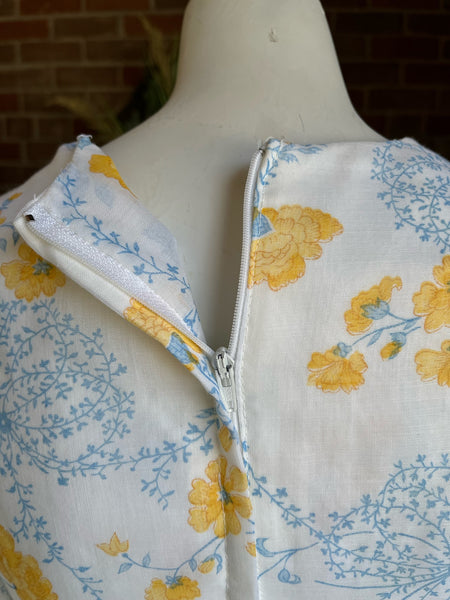 1970s Blue Floral Gunne Sax Maxi Dress