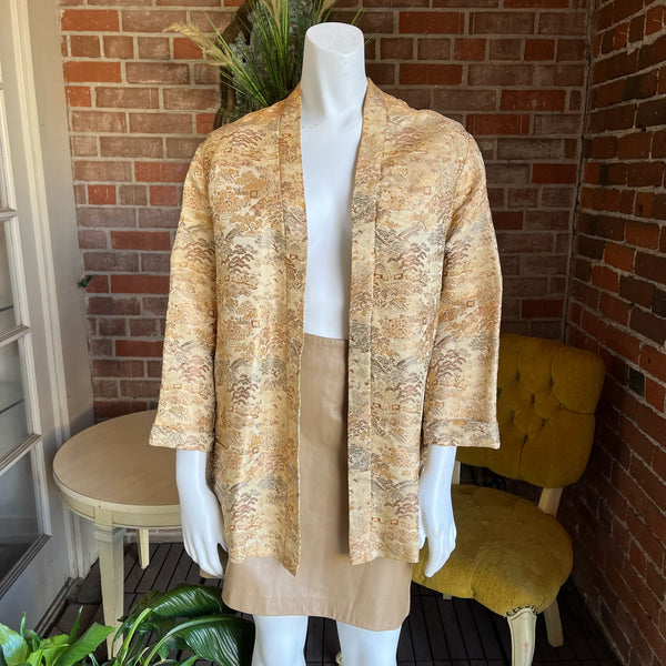 1950s Gold Jacquard Asian Print Jacket