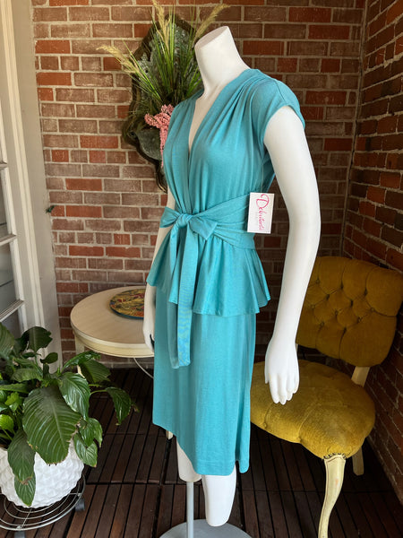 1970s Seafoam Jersey Dress