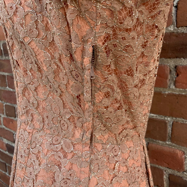 1950s Champagne and Gold Lurex Dress - Volup