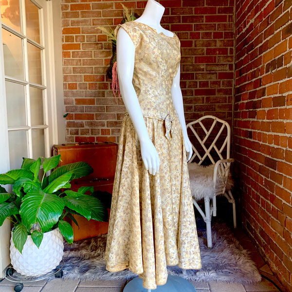 1960s Parisian Gold Brocade Dress