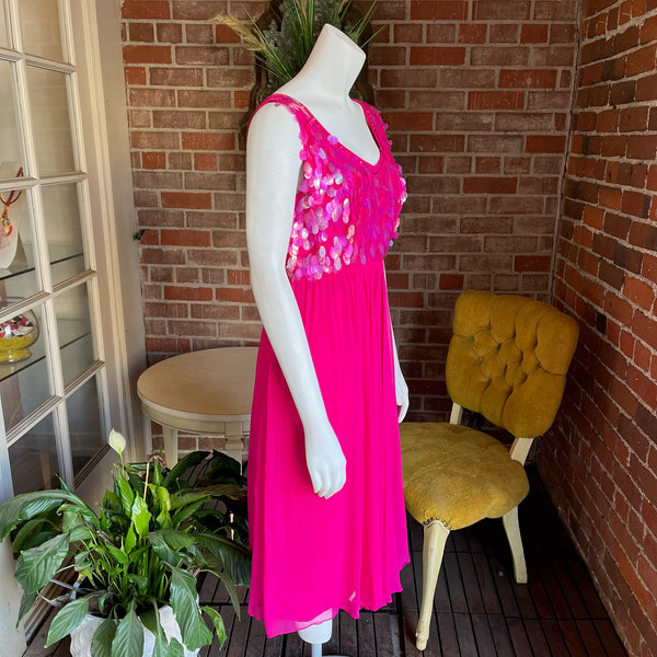 1960s Elinor Gay Pink Paillette Dress