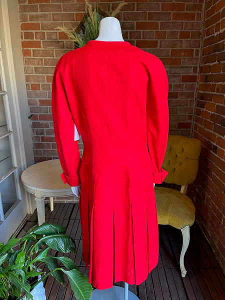 1980s Miss O by Oscar de la Renta Red Dress