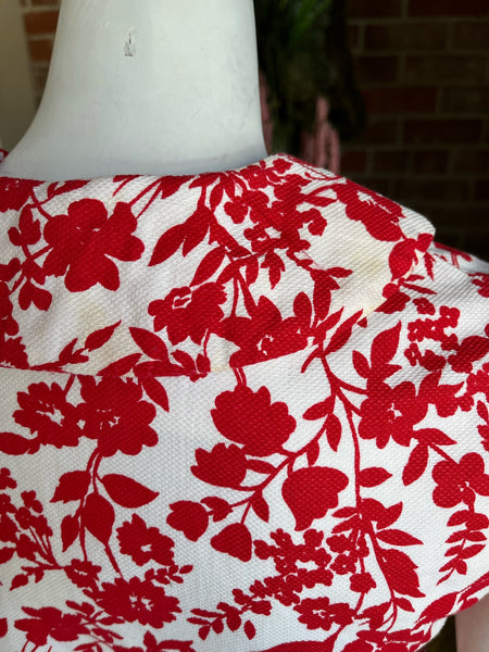 1960s Pique Cotton Floral Top