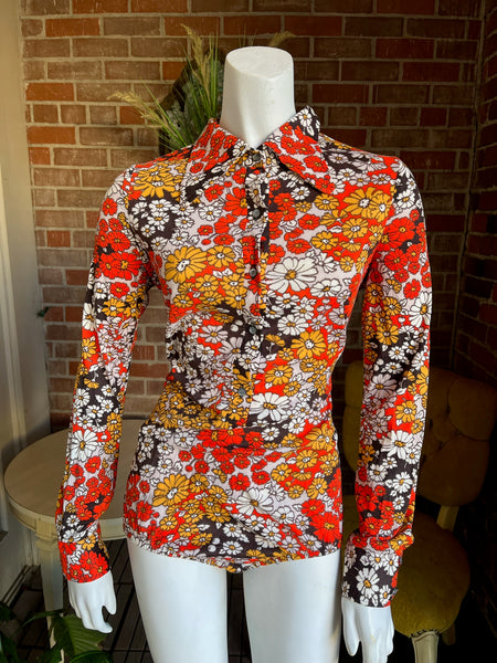 1970s Flower Power Leotard