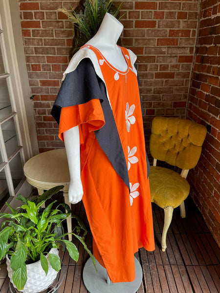 Orange and Black Cotton Caftan