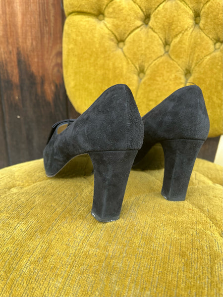 1990s Yves Saint Laurent Black Suede Pumps