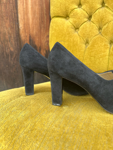 1990s Yves Saint Laurent Black Suede Pumps