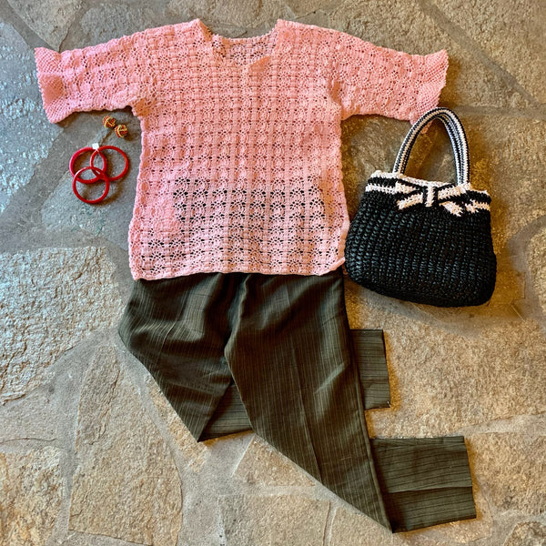 1960s Light Pink Crochet Top