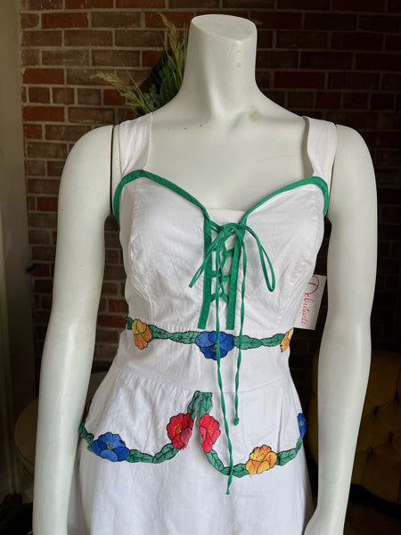1970s Cotton Pansy Dress