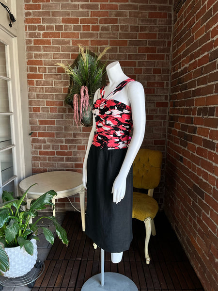 1980s Pink and Black Valentino Dress
