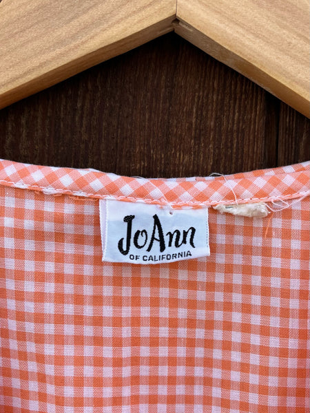1960s Peach Gingham Sailor Top