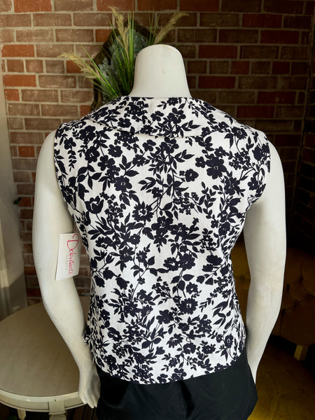 1960s Pique Cotton Floral Top