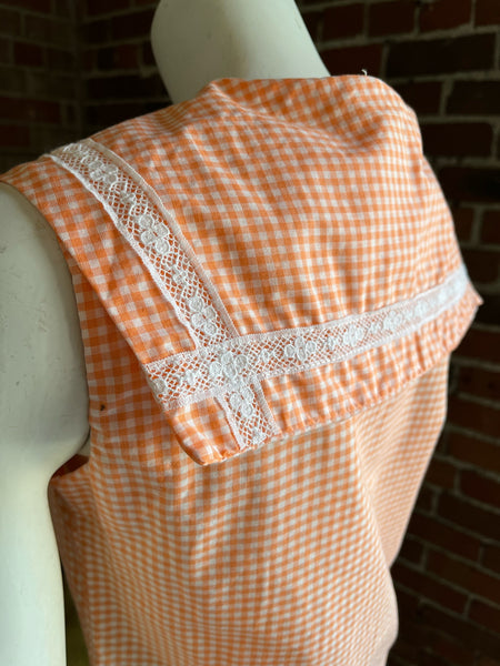 1960s Peach Gingham Sailor Top
