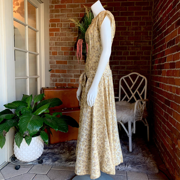 1960s Parisian Gold Brocade Dress