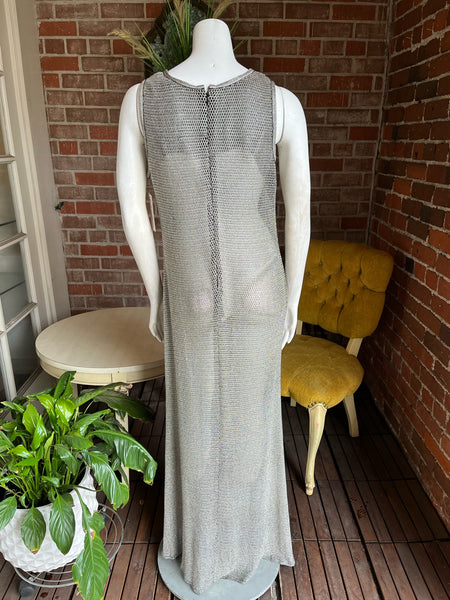 1990s Silver Metallic Mesh Dress