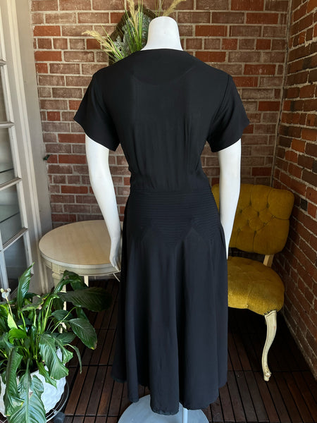 1930s Black Crepe Dress