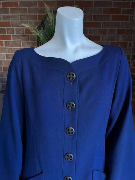 1990s Yves Saint Laurent Navy Blue Dress