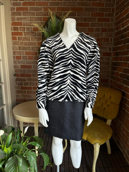 1960s Velour Zebra Print Top