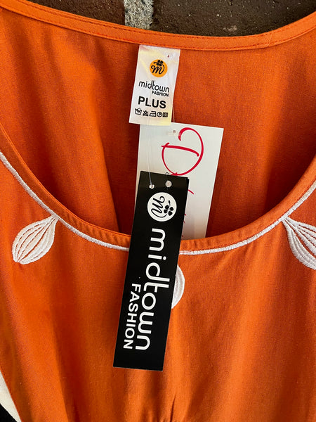 Orange and Black Cotton Caftan