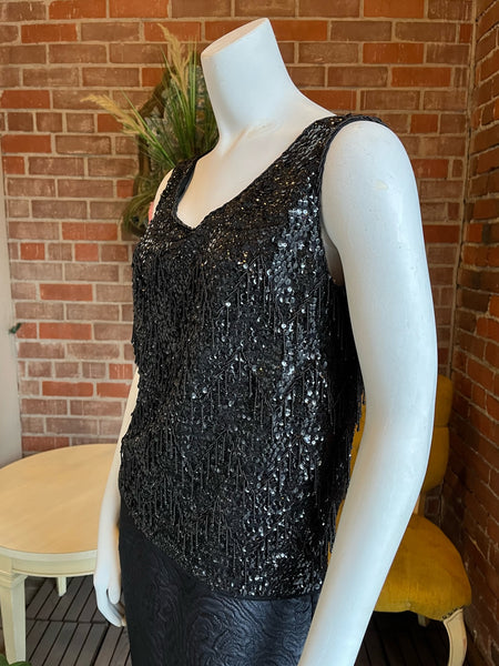 1960s Black Fringe Shell