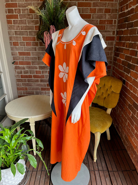 Orange and Black Cotton Caftan
