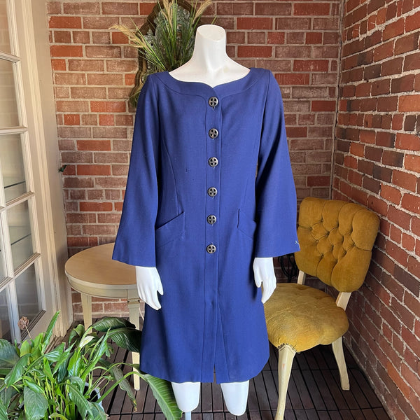 1990s Yves Saint Laurent Navy Blue Dress