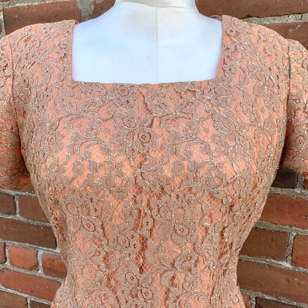1950s Champagne and Gold Lurex Dress - Volup