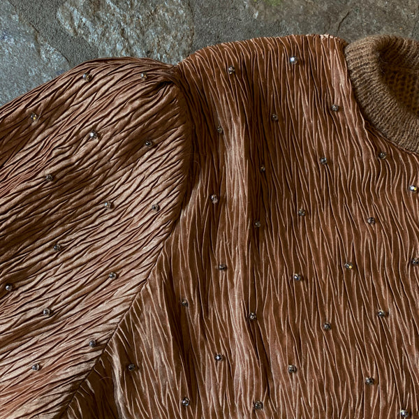 1980s Mohair and Plisse Caramel & Copper Sweater