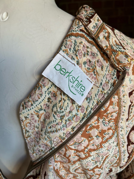 1970s Paisley Gold Lurex Lamé Dress