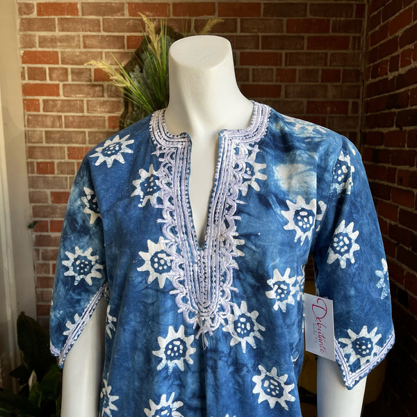 1970s Blue and White Caftan