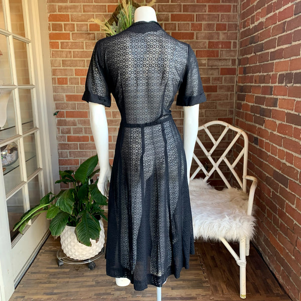 1940s Black Mesh Dress
